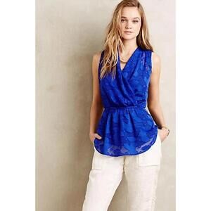 Sunday in Brooklyn Anthropologie Small Tank Top Blouse Sleeveless Shirt Blue NWT